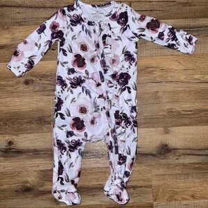 Caden lane DEMI'S DUSTY PURPLE FLORAL ZIPPER RUFFLE FOOTIE